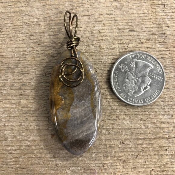 Natural Feathery Jasper Necklace Pendant - Picture 2 of 5